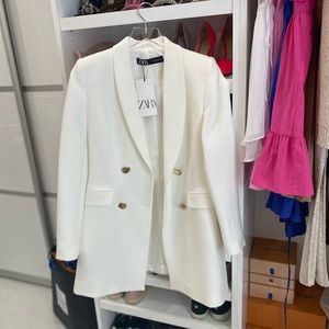 NEW ZARA WHITE DOUBLE-BREASTED FROCK COAT 2676/295/251